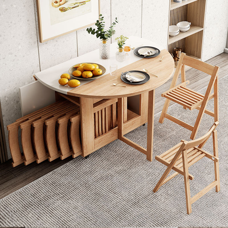 Round Mid-Century Modern Dining Table Drop-Leaf Table,47.2"L x 47.2"L x 29.1"H Clearhalo ' dining_table' 'Dining Tables & Seating' 'Dining Tables' 'furn' 'furn_dining_table' 'Furniture' 'furniture_dining_table' 'Kitchen & Dining Furniture' 'kitchen&dining_furn' 'kitchen' 'kitchen_dining_table' 4086820