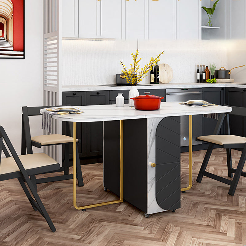 Rectangle Mid-Century Modern Dining Table Metal Base Table for Dining Room,59"L x 31.5"L x 29.3"H Clearhalo ' dining_table' 'Dining Tables & Seating' 'Dining Tables' 'furn' 'furn_dining_table' 'Furniture' 'furniture_dining_table' 'Kitchen & Dining Furniture' 'kitchen&dining_furn' 'kitchen' 'kitchen_dining_table' 4086844