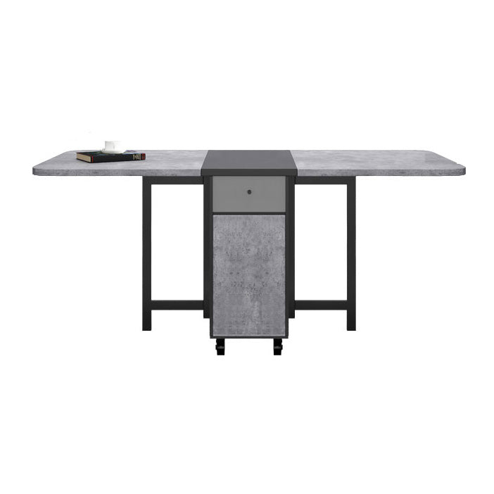 Rectangle Mid-Century Modern Dining Table Grey Base Table for Dining Room 63"L x 31.5"W x 29.5"H Without Chairs Clearhalo ' dining_table' 'Dining Tables & Seating' 'Dining Tables' 'furn' 'furn_dining_table' 'Furniture' 'furniture_dining_table' 'Kitchen & Dining Furniture' 'kitchen&dining_furn' 'kitchen' 'kitchen_dining_table' 4086890