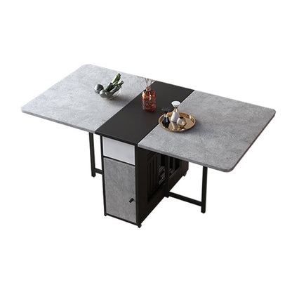 Rectangle Mid-Century Modern Table Black Metal Base Table for Home Kitchen Dinner 47.2"L x 31.5"W x 29.5"H Without Chairs Clearhalo ' dining_table' 'Dining Tables & Seating' 'Dining Tables' 'furn' 'furn_dining_table' 'Furniture' 'furniture_dining_table' 'Kitchen & Dining Furniture' 'kitchen&dining_furn' 'kitchen' 'kitchen_dining_table' 4086916