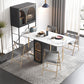Modern Style Rectangle 63" Dining Table Sintered Stone Drop-Leaf Dining Table for Home Clearhalo ' dining_table' 'Dining Tables & Seating' 'Dining Tables' 'furn' 'furn_dining_table' 'Furniture' 'furniture_dining_table' 'Kitchen & Dining Furniture' 'kitchen&dining_furn' 'kitchen' 'kitchen_dining_table' 4086946