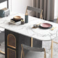 Modern Style Rectangle 63" Dining Table Sintered Stone Drop-Leaf Dining Table for Home Clearhalo ' dining_table' 'Dining Tables & Seating' 'Dining Tables' 'furn' 'furn_dining_table' 'Furniture' 'furniture_dining_table' 'Kitchen & Dining Furniture' 'kitchen&dining_furn' 'kitchen' 'kitchen_dining_table' 4086950