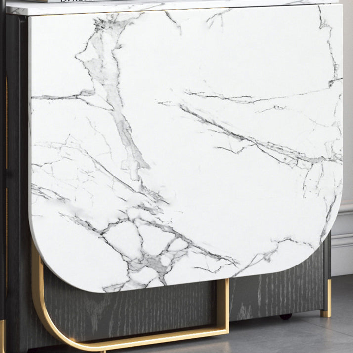 Modern Style Rectangle 63" Dining Table Sintered Stone Drop-Leaf Dining Table for Home Clearhalo ' dining_table' 'Dining Tables & Seating' 'Dining Tables' 'furn' 'furn_dining_table' 'Furniture' 'furniture_dining_table' 'Kitchen & Dining Furniture' 'kitchen&dining_furn' 'kitchen' 'kitchen_dining_table' 4086951