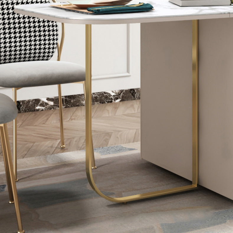 Modern Style Rectangle 63" Dining Table Sintered Stone Drop-Leaf Dining Table for Home Clearhalo ' dining_table' 'Dining Tables & Seating' 'Dining Tables' 'furn' 'furn_dining_table' 'Furniture' 'furniture_dining_table' 'Kitchen & Dining Furniture' 'kitchen&dining_furn' 'kitchen' 'kitchen_dining_table' 4086953