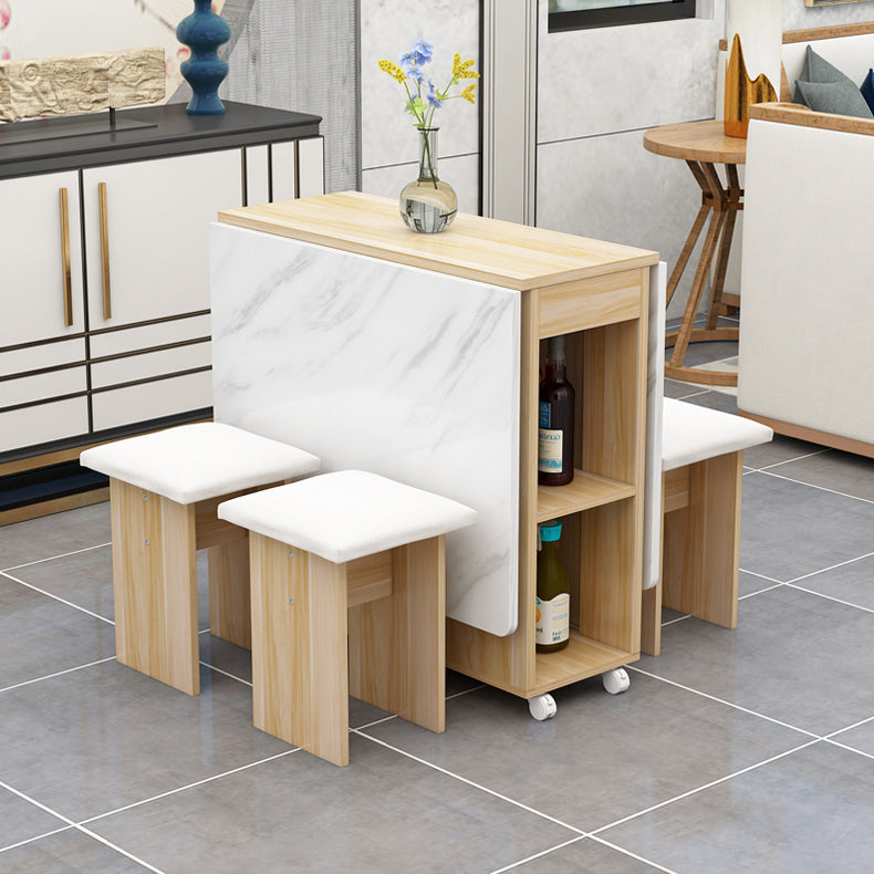 Foldable Artificial Wooden Top Table Extendable Rectangle Table with Storage Trestle Base Clearhalo ' dining_table' 'Dining Tables & Seating' 'Dining Tables' 'furn' 'furn_dining_table' 'Furniture' 'furniture_dining_table' 'Kitchen & Dining Furniture' 'kitchen&dining_furn' 'kitchen' 'kitchen_dining_table' 4087001