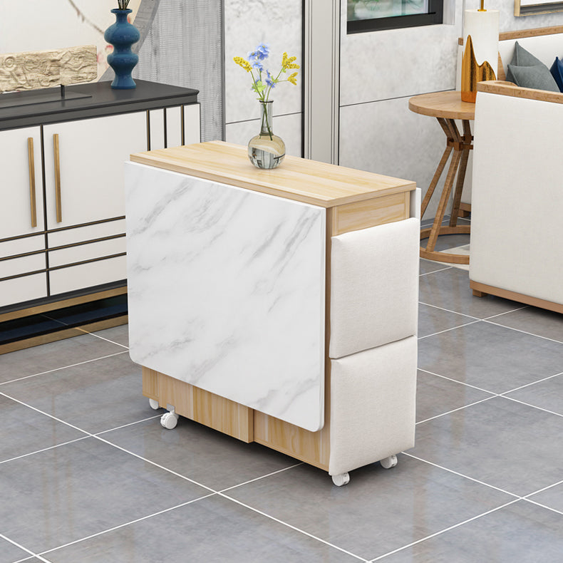 Foldable Artificial Wooden Top Table Extendable Rectangle Table with Storage Trestle Base Clearhalo ' dining_table' 'Dining Tables & Seating' 'Dining Tables' 'furn' 'furn_dining_table' 'Furniture' 'furniture_dining_table' 'Kitchen & Dining Furniture' 'kitchen&dining_furn' 'kitchen' 'kitchen_dining_table' 4087009