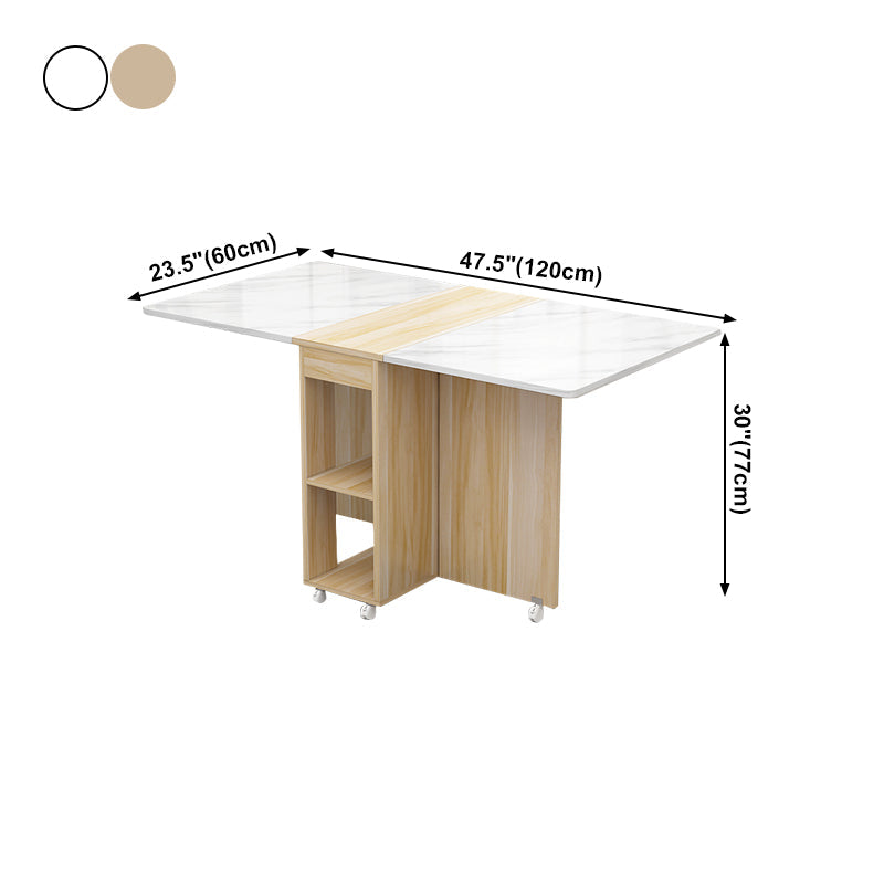Foldable Artificial Wooden Top Table Extendable Rectangle Table with Storage Trestle Base Clearhalo ' dining_table' 'Dining Tables & Seating' 'Dining Tables' 'furn' 'furn_dining_table' 'Furniture' 'furniture_dining_table' 'Kitchen & Dining Furniture' 'kitchen&dining_furn' 'kitchen' 'kitchen_dining_table' 4087010