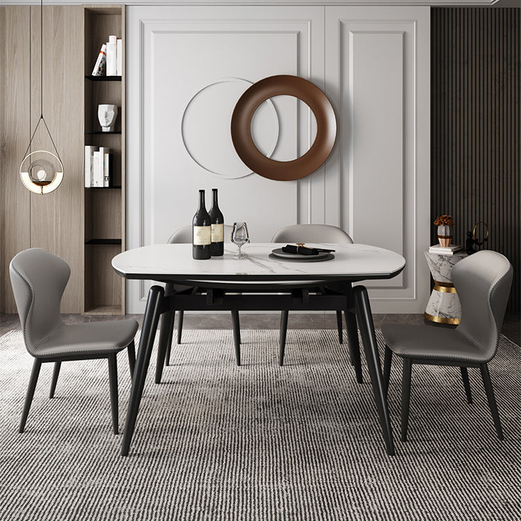 Simplicity Round Dining Table White Sintered Stone Table with 4 Ash Solid Wood Legs Clearhalo ' dining_table' 'Dining Tables & Seating' 'Dining Tables' 'furn' 'furn_dining_table' 'Furniture' 'furniture_dining_table' 'Kitchen & Dining Furniture' 'kitchen&dining_furn' 'kitchen' 'kitchen_dining_table' 4087012