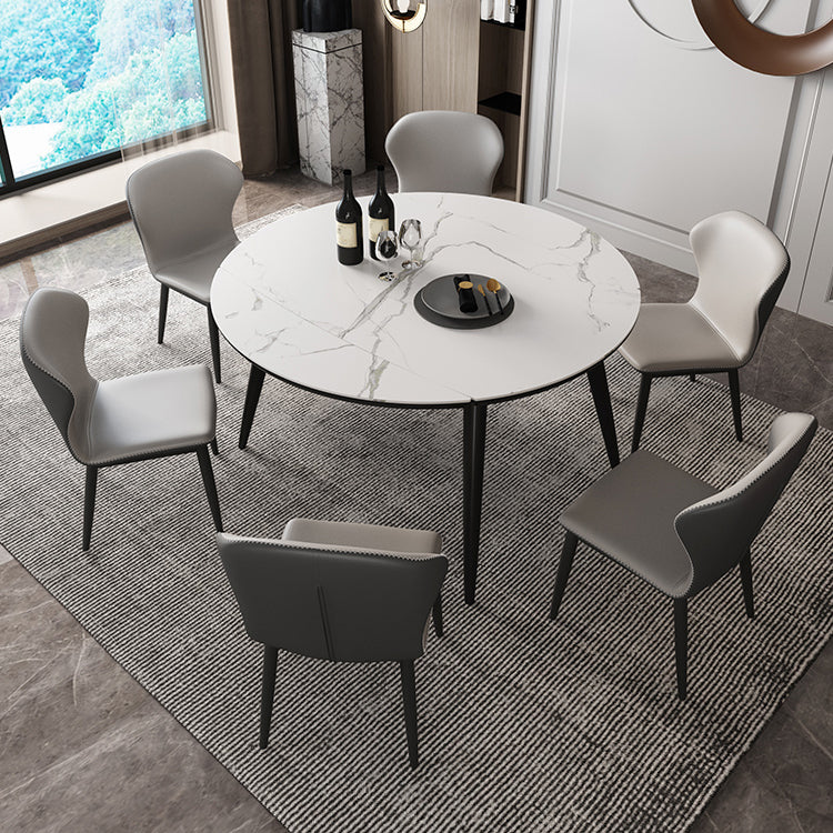 Simplicity Round Dining Table White Sintered Stone Table with 4 Ash Solid Wood Legs Clearhalo ' dining_table' 'Dining Tables & Seating' 'Dining Tables' 'furn' 'furn_dining_table' 'Furniture' 'furniture_dining_table' 'Kitchen & Dining Furniture' 'kitchen&dining_furn' 'kitchen' 'kitchen_dining_table' 4087013