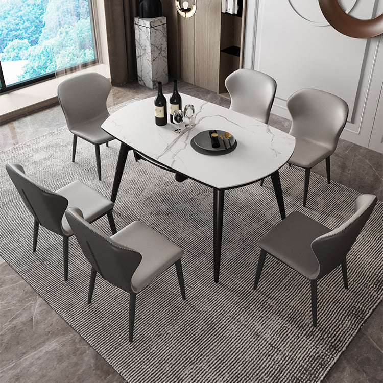 Simplicity Round Dining Table White Sintered Stone Table with 4 Ash Solid Wood Legs Clearhalo ' dining_table' 'Dining Tables & Seating' 'Dining Tables' 'furn' 'furn_dining_table' 'Furniture' 'furniture_dining_table' 'Kitchen & Dining Furniture' 'kitchen&dining_furn' 'kitchen' 'kitchen_dining_table' 4087014