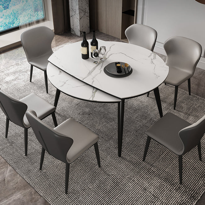 Simplicity Round Dining Table White Sintered Stone Table with 4 Ash Solid Wood Legs Clearhalo ' dining_table' 'Dining Tables & Seating' 'Dining Tables' 'furn' 'furn_dining_table' 'Furniture' 'furniture_dining_table' 'Kitchen & Dining Furniture' 'kitchen&dining_furn' 'kitchen' 'kitchen_dining_table' 4087015