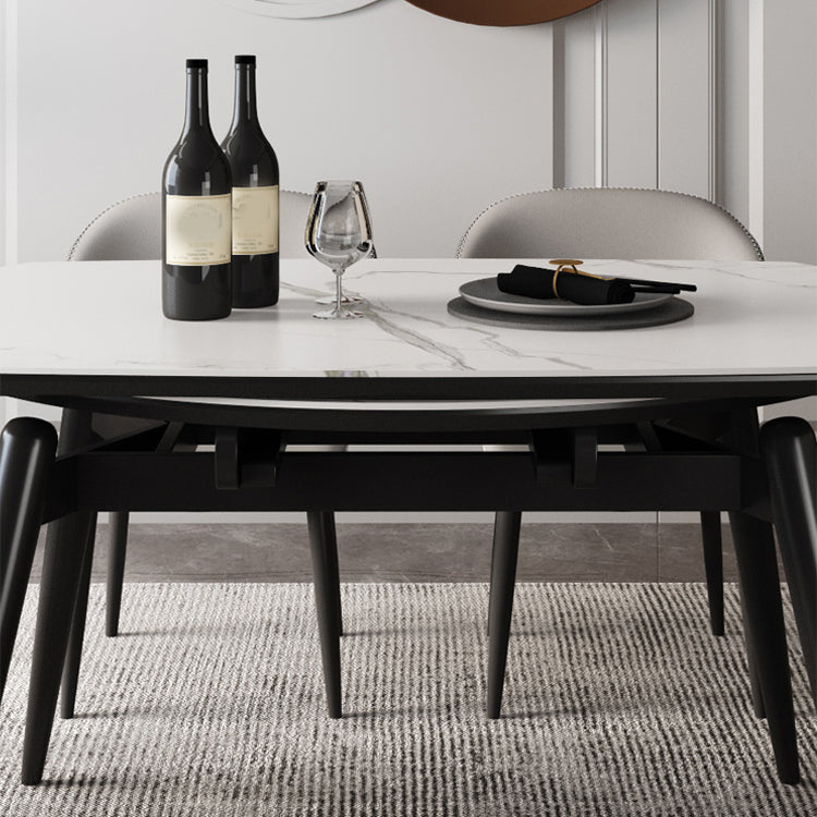 Simplicity Round Dining Table White Sintered Stone Table with 4 Ash Solid Wood Legs Clearhalo ' dining_table' 'Dining Tables & Seating' 'Dining Tables' 'furn' 'furn_dining_table' 'Furniture' 'furniture_dining_table' 'Kitchen & Dining Furniture' 'kitchen&dining_furn' 'kitchen' 'kitchen_dining_table' 4087019