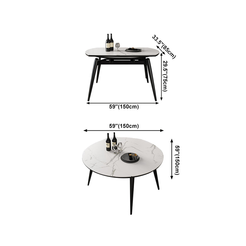 Simplicity Round Dining Table White Sintered Stone Table with 4 Ash Solid Wood Legs Clearhalo ' dining_table' 'Dining Tables & Seating' 'Dining Tables' 'furn' 'furn_dining_table' 'Furniture' 'furniture_dining_table' 'Kitchen & Dining Furniture' 'kitchen&dining_furn' 'kitchen' 'kitchen_dining_table' 4087023