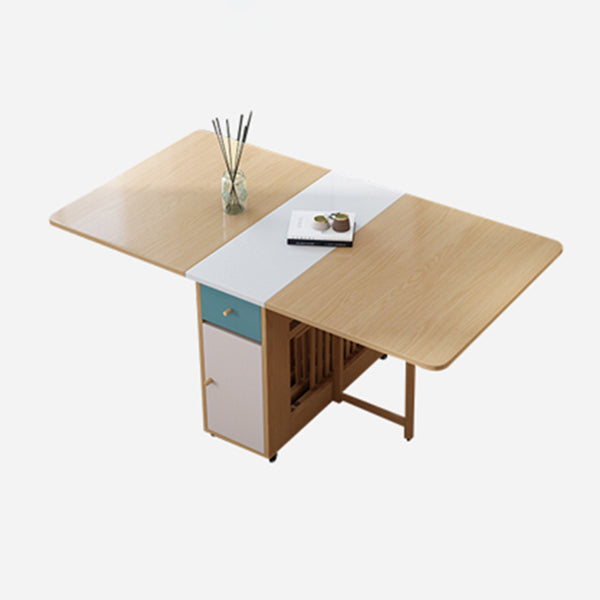 Foldable Artificial Rectangle Wooden Table Extendable Table with Storage(only table) Natural 59.1"L x 31.5"W x 29.5"H Without Chairs Clearhalo ' dining_table' 'Dining Tables & Seating' 'Dining Tables' 'furn' 'furn_dining_table' 'Furniture' 'furniture_dining_table' 'Kitchen & Dining Furniture' 'kitchen&dining_furn' 'kitchen' 'kitchen_dining_table' 4087031