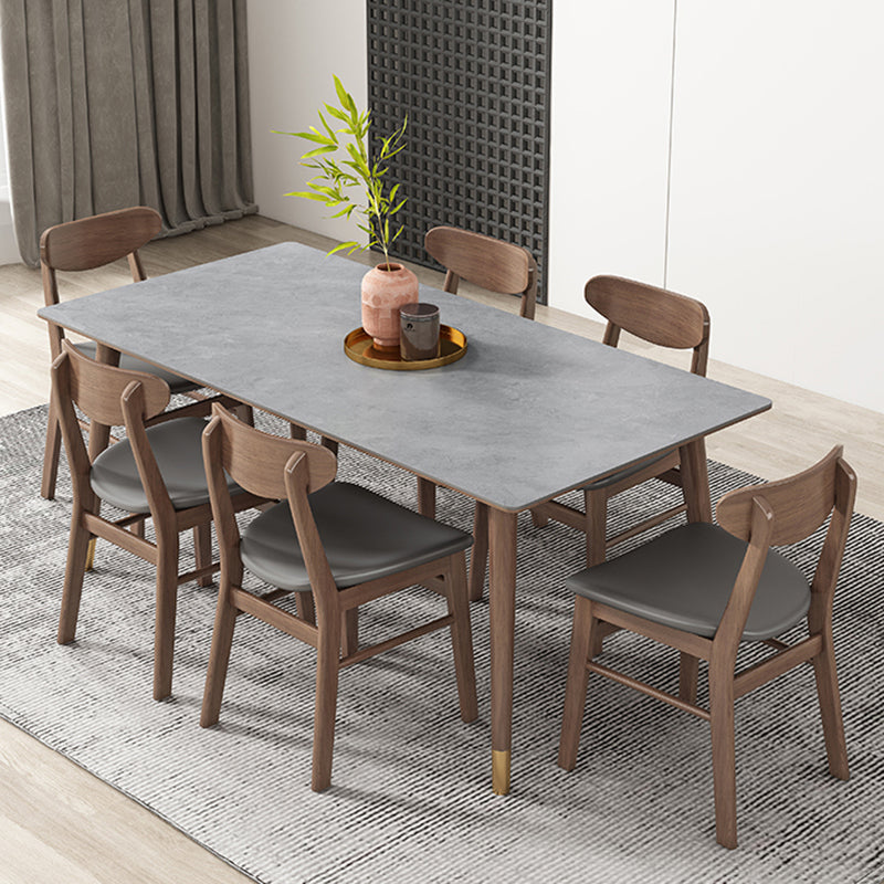 Mid-Century Kitchen Grey Dining Table Rectangle Sintered Stone Dining Table with 4 Legs Clearhalo ' dining_table' 'Dining Tables & Seating' 'Dining Tables' 'furn' 'furn_dining_table' 'Furniture' 'furniture_dining_table' 'Kitchen & Dining Furniture' 'kitchen&dining_furn' 'kitchen' 'kitchen_dining_table' 4091991
