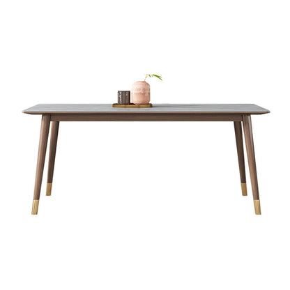 Mid-Century Kitchen Grey Dining Table Rectangle Sintered Stone Dining Table with 4 Legs Without Chairs Clearhalo ' dining_table' 'Dining Tables & Seating' 'Dining Tables' 'furn' 'furn_dining_table' 'Furniture' 'furniture_dining_table' 'Kitchen & Dining Furniture' 'kitchen&dining_furn' 'kitchen' 'kitchen_dining_table' 4091994