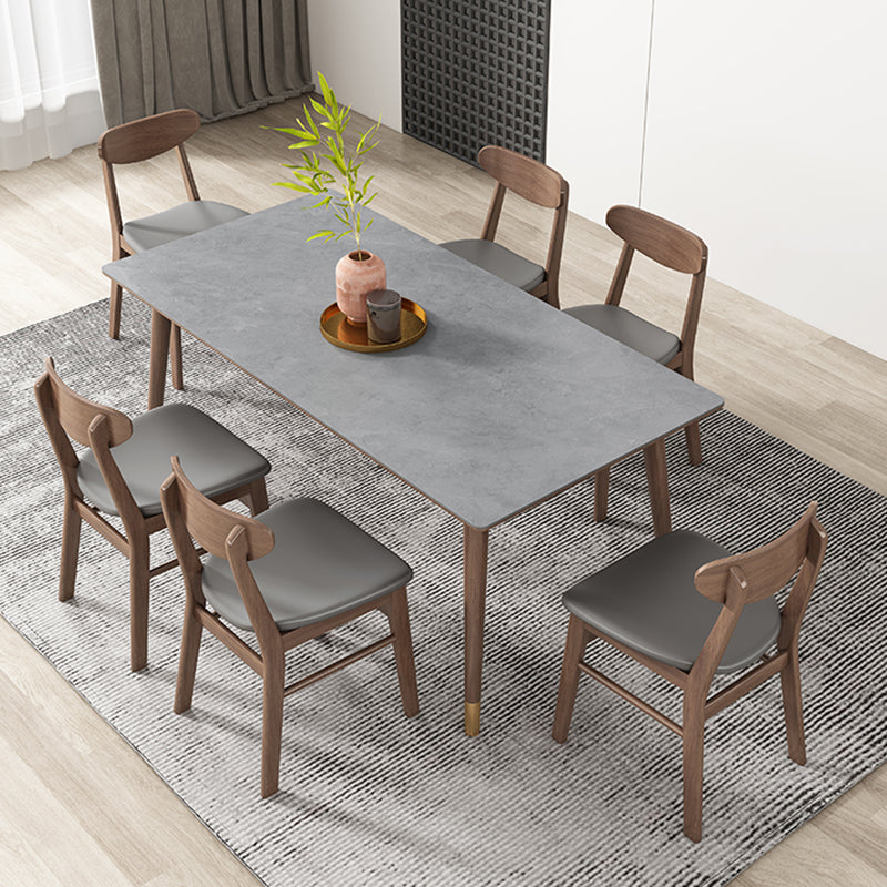 Mid-Century Kitchen Grey Dining Table Rectangle Sintered Stone Dining Table with 4 Legs Clearhalo ' dining_table' 'Dining Tables & Seating' 'Dining Tables' 'furn' 'furn_dining_table' 'Furniture' 'furniture_dining_table' 'Kitchen & Dining Furniture' 'kitchen&dining_furn' 'kitchen' 'kitchen_dining_table' 4092001