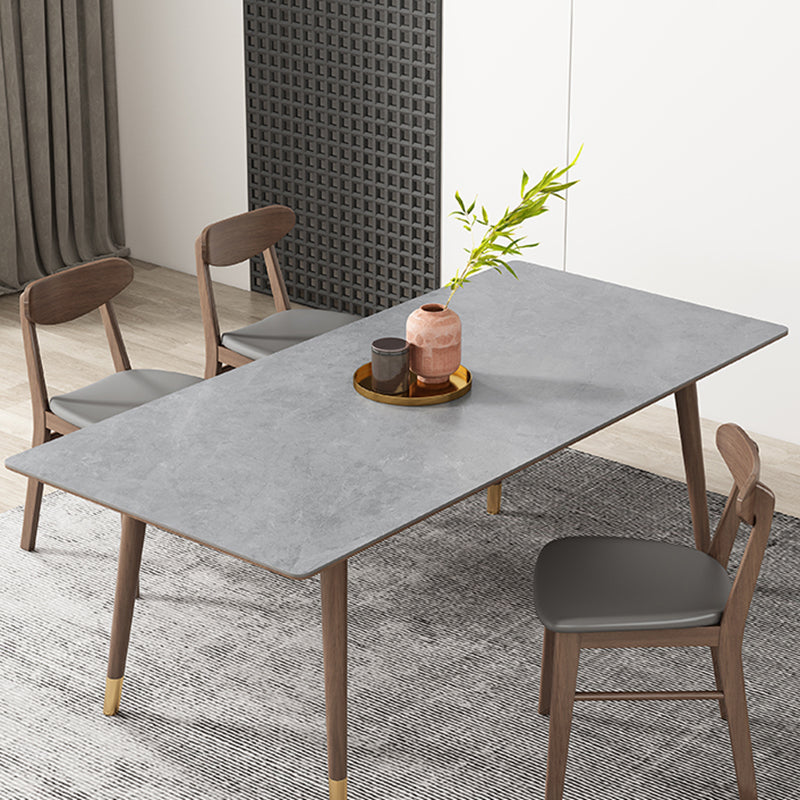 Mid-Century Kitchen Grey Dining Table Rectangle Sintered Stone Dining Table with 4 Legs Clearhalo ' dining_table' 'Dining Tables & Seating' 'Dining Tables' 'furn' 'furn_dining_table' 'Furniture' 'furniture_dining_table' 'Kitchen & Dining Furniture' 'kitchen&dining_furn' 'kitchen' 'kitchen_dining_table' 4092002