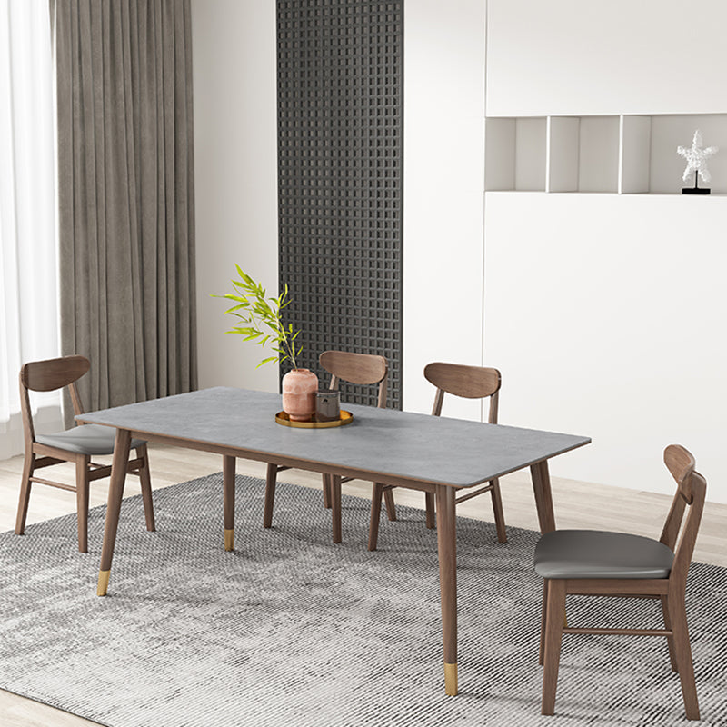 Mid-Century Kitchen Grey Dining Table Rectangle Sintered Stone Dining Table with 4 Legs Clearhalo ' dining_table' 'Dining Tables & Seating' 'Dining Tables' 'furn' 'furn_dining_table' 'Furniture' 'furniture_dining_table' 'Kitchen & Dining Furniture' 'kitchen&dining_furn' 'kitchen' 'kitchen_dining_table' 4092003