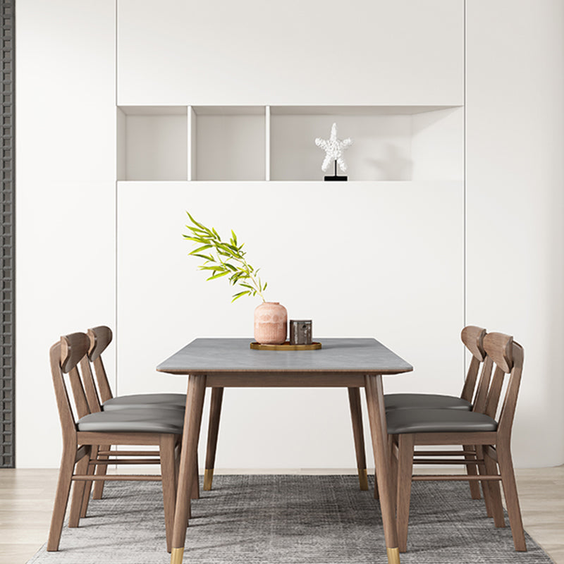Mid-Century Kitchen Grey Dining Table Rectangle Sintered Stone Dining Table with 4 Legs Clearhalo ' dining_table' 'Dining Tables & Seating' 'Dining Tables' 'furn' 'furn_dining_table' 'Furniture' 'furniture_dining_table' 'Kitchen & Dining Furniture' 'kitchen&dining_furn' 'kitchen' 'kitchen_dining_table' 4092004