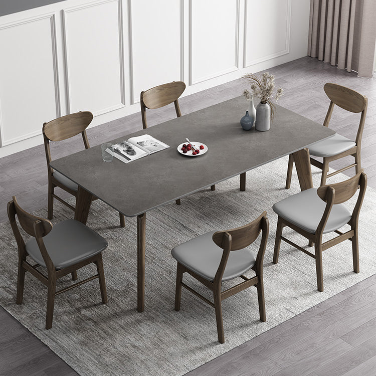 Rectangle Sintered Stone Grey Tone Dining Table Vintage 4 Legs Table for Dining Room Clearhalo ' dining_table' 'Dining Tables & Seating' 'Dining Tables' 'furn' 'furn_dining_table' 'Furniture' 'furniture_dining_table' 'Kitchen & Dining Furniture' 'kitchen&dining_furn' 'kitchen' 'kitchen_dining_table' 4092009