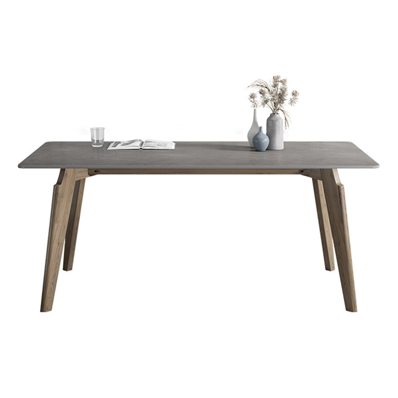 Rectangle Sintered Stone Grey Tone Dining Table Vintage 4 Legs Table for Dining Room Without Chairs Clearhalo ' dining_table' 'Dining Tables & Seating' 'Dining Tables' 'furn' 'furn_dining_table' 'Furniture' 'furniture_dining_table' 'Kitchen & Dining Furniture' 'kitchen&dining_furn' 'kitchen' 'kitchen_dining_table' 4092013