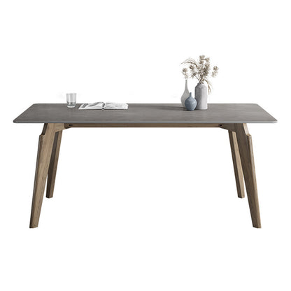 Rectangle Sintered Stone Grey Tone Dining Table Vintage 4 Legs Table for Dining Room Without Chairs Clearhalo ' dining_table' 'Dining Tables & Seating' 'Dining Tables' 'furn' 'furn_dining_table' 'Furniture' 'furniture_dining_table' 'Kitchen & Dining Furniture' 'kitchen&dining_furn' 'kitchen' 'kitchen_dining_table' 4092013