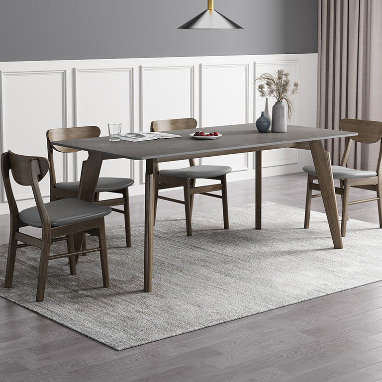 Rectangle Sintered Stone Grey Tone Dining Table Vintage 4 Legs Table for Dining Room Clearhalo ' dining_table' 'Dining Tables & Seating' 'Dining Tables' 'furn' 'furn_dining_table' 'Furniture' 'furniture_dining_table' 'Kitchen & Dining Furniture' 'kitchen&dining_furn' 'kitchen' 'kitchen_dining_table' 4092019