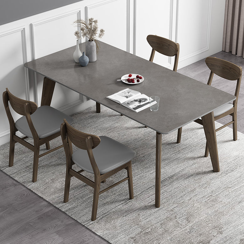 Rectangle Sintered Stone Grey Tone Dining Table Vintage 4 Legs Table for Dining Room Clearhalo ' dining_table' 'Dining Tables & Seating' 'Dining Tables' 'furn' 'furn_dining_table' 'Furniture' 'furniture_dining_table' 'Kitchen & Dining Furniture' 'kitchen&dining_furn' 'kitchen' 'kitchen_dining_table' 4092020