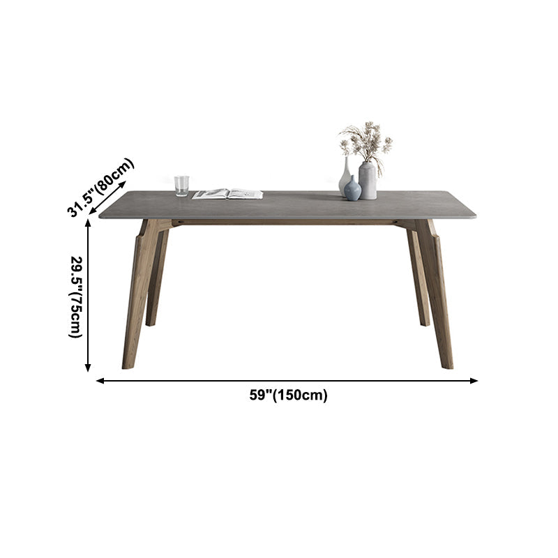 Rectangle Sintered Stone Grey Tone Dining Table Vintage 4 Legs Table for Dining Room Clearhalo ' dining_table' 'Dining Tables & Seating' 'Dining Tables' 'furn' 'furn_dining_table' 'Furniture' 'furniture_dining_table' 'Kitchen & Dining Furniture' 'kitchen&dining_furn' 'kitchen' 'kitchen_dining_table' 4092023