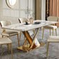 Traditional Luxury Style Dining Table Rectangle White Sintered Stone Table with Gold Frame Clearhalo ' dining_table' 'Dining Tables & Seating' 'Dining Tables' 'furn' 'furn_dining_table' 'Furniture' 'furniture_dining_table' 'Kitchen & Dining Furniture' 'kitchen&dining_furn' 'kitchen' 'kitchen_dining_table' 4092026