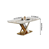 Traditional Luxury Style Dining Table Rectangle White Sintered Stone Table with Gold Frame Clearhalo ' dining_table' 'Dining Tables & Seating' 'Dining Tables' 'furn' 'furn_dining_table' 'Furniture' 'furniture_dining_table' 'Kitchen & Dining Furniture' 'kitchen&dining_furn' 'kitchen' 'kitchen_dining_table' 4092032