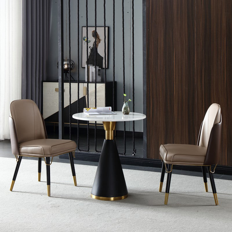 Metal Traditional Luxury Round Table Marble Top Indoor Table with Pedestal Clearhalo ' dining_table' 'Dining Tables & Seating' 'Dining Tables' 'furn' 'furn_dining_table' 'Furniture' 'furniture_dining_table' 'Kitchen & Dining Furniture' 'kitchen&dining_furn' 'kitchen' 'kitchen_dining_table' 4092048