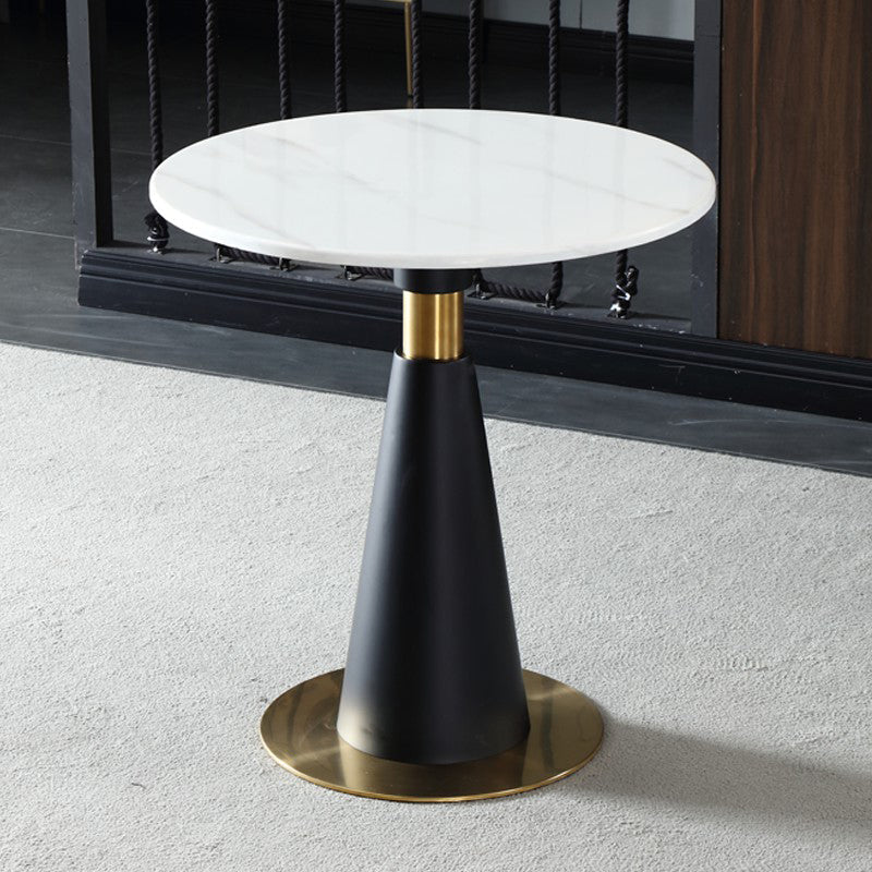 Metal Traditional Luxury Round Table Marble Top Indoor Table with Pedestal Matte Black Without Chairs Clearhalo ' dining_table' 'Dining Tables & Seating' 'Dining Tables' 'furn' 'furn_dining_table' 'Furniture' 'furniture_dining_table' 'Kitchen & Dining Furniture' 'kitchen&dining_furn' 'kitchen' 'kitchen_dining_table' 4092053