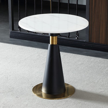 Metal Traditional Luxury Round Table Marble Top Indoor Table with Pedestal Matte Black Without Chairs Clearhalo ' dining_table' 'Dining Tables & Seating' 'Dining Tables' 'furn' 'furn_dining_table' 'Furniture' 'furniture_dining_table' 'Kitchen & Dining Furniture' 'kitchen&dining_furn' 'kitchen' 'kitchen_dining_table' 4092053