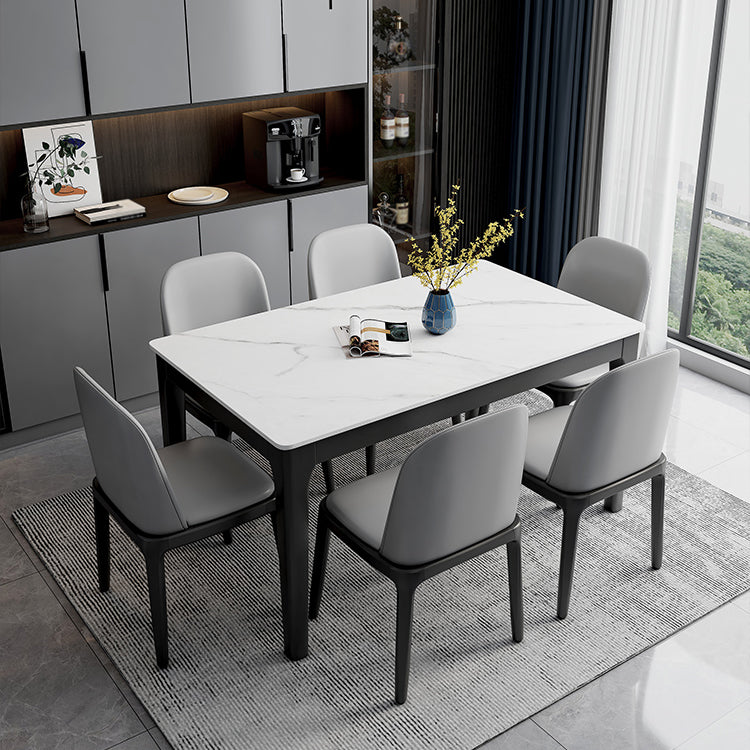 Sintered Stone Two-Color Dining Table Mid-Century 4 Legs Table for Dining Room Clearhalo ' dining_table' 'Dining Tables & Seating' 'Dining Tables' 'furn' 'furn_dining_table' 'Furniture' 'furniture_dining_table' 'Kitchen & Dining Furniture' 'kitchen&dining_furn' 'kitchen' 'kitchen_dining_table' 4092091