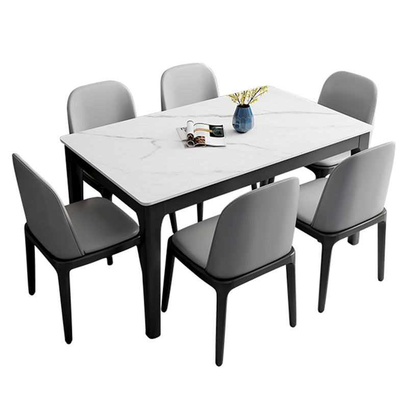 Sintered Stone Two-Color Dining Table Mid-Century 4 Legs Table for Dining Room Clearhalo ' dining_table' 'Dining Tables & Seating' 'Dining Tables' 'furn' 'furn_dining_table' 'Furniture' 'furniture_dining_table' 'Kitchen & Dining Furniture' 'kitchen&dining_furn' 'kitchen' 'kitchen_dining_table' 4092100