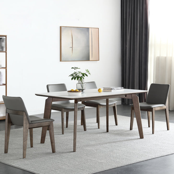 Mid-Century White Standard Dining Table Sintered Stone Rectangle Dining Table for Kitchen Clearhalo ' dining_table' 'Dining Tables & Seating' 'Dining Tables' 'furn' 'furn_dining_table' 'Furniture' 'furniture_dining_table' 'Kitchen & Dining Furniture' 'kitchen&dining_furn' 'kitchen' 'kitchen_dining_table' 4092105