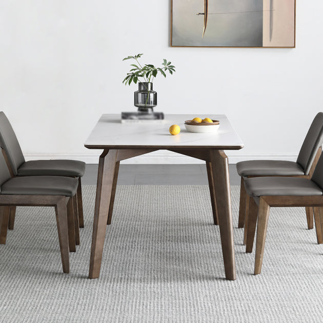 Mid-Century White Standard Dining Table Sintered Stone Rectangle Dining Table for Kitchen Clearhalo ' dining_table' 'Dining Tables & Seating' 'Dining Tables' 'furn' 'furn_dining_table' 'Furniture' 'furniture_dining_table' 'Kitchen & Dining Furniture' 'kitchen&dining_furn' 'kitchen' 'kitchen_dining_table' 4092107