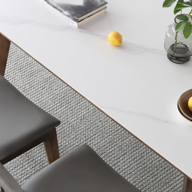 Mid-Century White Standard Dining Table Sintered Stone Rectangle Dining Table for Kitchen Clearhalo ' dining_table' 'Dining Tables & Seating' 'Dining Tables' 'furn' 'furn_dining_table' 'Furniture' 'furniture_dining_table' 'Kitchen & Dining Furniture' 'kitchen&dining_furn' 'kitchen' 'kitchen_dining_table' 4092108