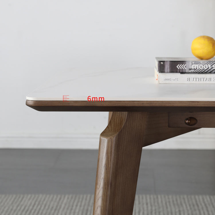 Mid-Century White Standard Dining Table Sintered Stone Rectangle Dining Table for Kitchen Clearhalo ' dining_table' 'Dining Tables & Seating' 'Dining Tables' 'furn' 'furn_dining_table' 'Furniture' 'furniture_dining_table' 'Kitchen & Dining Furniture' 'kitchen&dining_furn' 'kitchen' 'kitchen_dining_table' 4092111