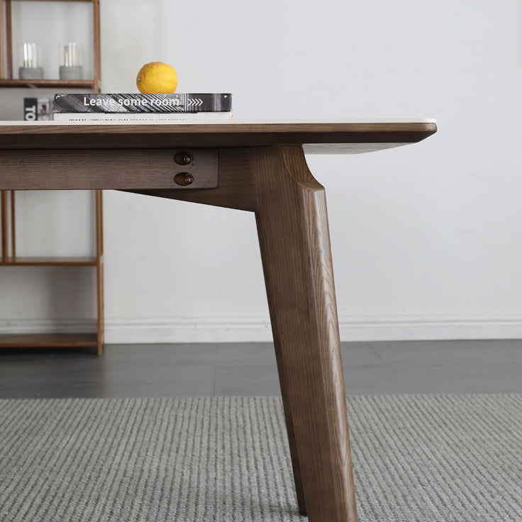Mid-Century White Standard Dining Table Sintered Stone Rectangle Dining Table for Kitchen Clearhalo ' dining_table' 'Dining Tables & Seating' 'Dining Tables' 'furn' 'furn_dining_table' 'Furniture' 'furniture_dining_table' 'Kitchen & Dining Furniture' 'kitchen&dining_furn' 'kitchen' 'kitchen_dining_table' 4092112