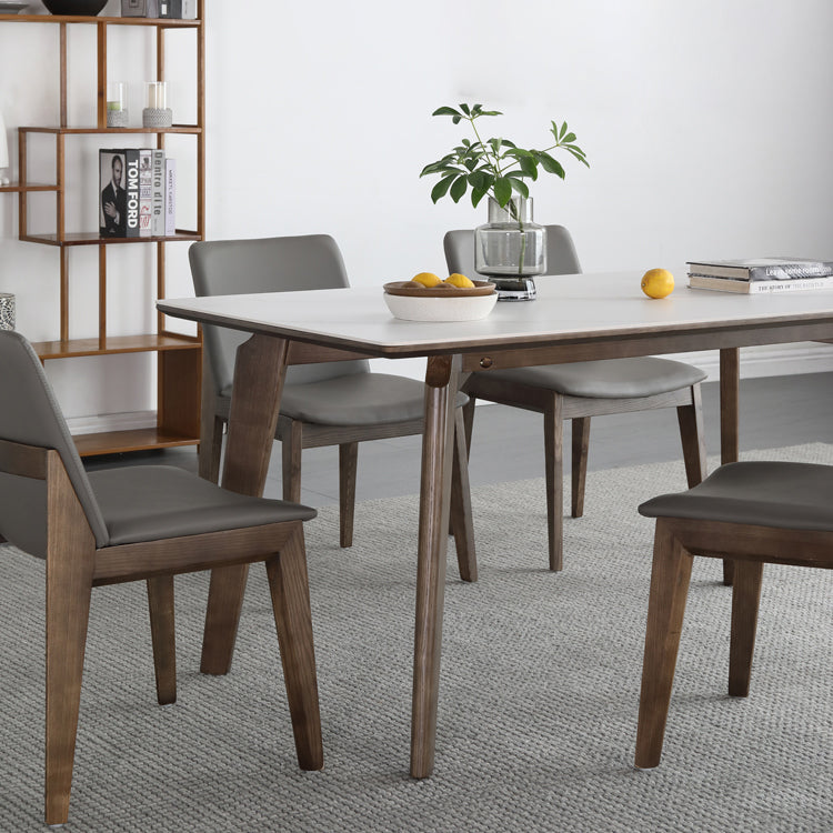 Mid-Century White Standard Dining Table Sintered Stone Rectangle Dining Table for Kitchen Clearhalo ' dining_table' 'Dining Tables & Seating' 'Dining Tables' 'furn' 'furn_dining_table' 'Furniture' 'furniture_dining_table' 'Kitchen & Dining Furniture' 'kitchen&dining_furn' 'kitchen' 'kitchen_dining_table' 4092113