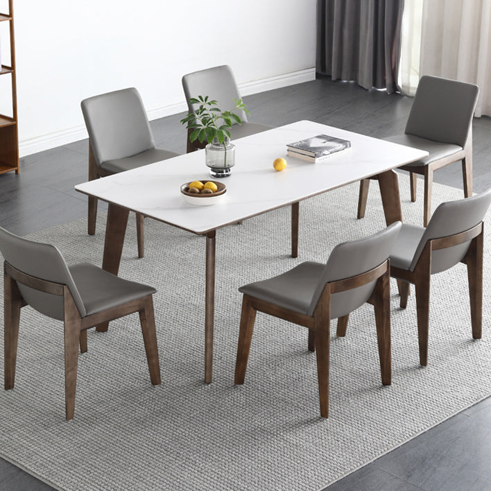 Mid-Century White Standard Dining Table Sintered Stone Rectangle Dining Table for Kitchen Clearhalo ' dining_table' 'Dining Tables & Seating' 'Dining Tables' 'furn' 'furn_dining_table' 'Furniture' 'furniture_dining_table' 'Kitchen & Dining Furniture' 'kitchen&dining_furn' 'kitchen' 'kitchen_dining_table' 4092114