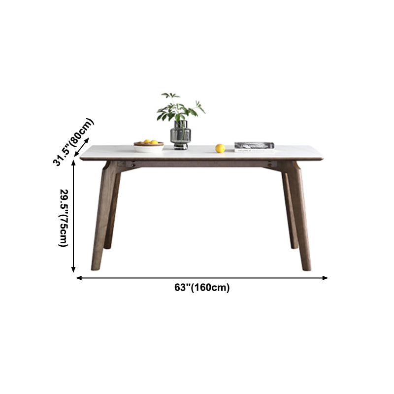 Mid-Century White Standard Dining Table Sintered Stone Rectangle Dining Table for Kitchen Clearhalo ' dining_table' 'Dining Tables & Seating' 'Dining Tables' 'furn' 'furn_dining_table' 'Furniture' 'furniture_dining_table' 'Kitchen & Dining Furniture' 'kitchen&dining_furn' 'kitchen' 'kitchen_dining_table' 4092116