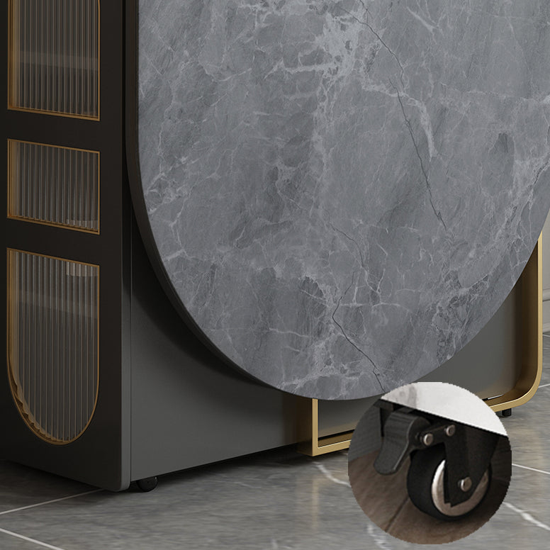 59-inch Oval Shape Casual Dining Table Two-Color Extendable Table with Sintered Stone Clearhalo ' dining_table' 'Dining Tables & Seating' 'Dining Tables' 'furn' 'furn_dining_table' 'Furniture' 'furniture_dining_table' 'Kitchen & Dining Furniture' 'kitchen&dining_furn' 'kitchen' 'kitchen_dining_table' 4092154