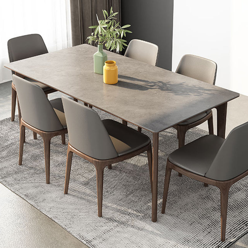 Mid-Century Sintered Stone Gray Table Rectangle Shape Standard Dining Table for Kitchen Clearhalo ' dining_table' 'Dining Tables & Seating' 'Dining Tables' 'furn' 'furn_dining_table' 'Furniture' 'furniture_dining_table' 'Kitchen & Dining Furniture' 'kitchen&dining_furn' 'kitchen' 'kitchen_dining_table' 4092160