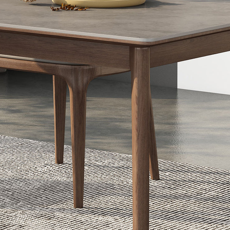 Mid-Century Sintered Stone Gray Table Rectangle Shape Standard Dining Table for Kitchen Clearhalo ' dining_table' 'Dining Tables & Seating' 'Dining Tables' 'furn' 'furn_dining_table' 'Furniture' 'furniture_dining_table' 'Kitchen & Dining Furniture' 'kitchen&dining_furn' 'kitchen' 'kitchen_dining_table' 4092167