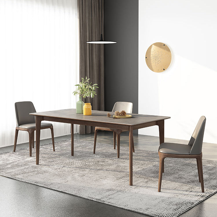 Mid-Century Sintered Stone Gray Table Rectangle Shape Standard Dining Table for Kitchen Clearhalo ' dining_table' 'Dining Tables & Seating' 'Dining Tables' 'furn' 'furn_dining_table' 'Furniture' 'furniture_dining_table' 'Kitchen & Dining Furniture' 'kitchen&dining_furn' 'kitchen' 'kitchen_dining_table' 4092169