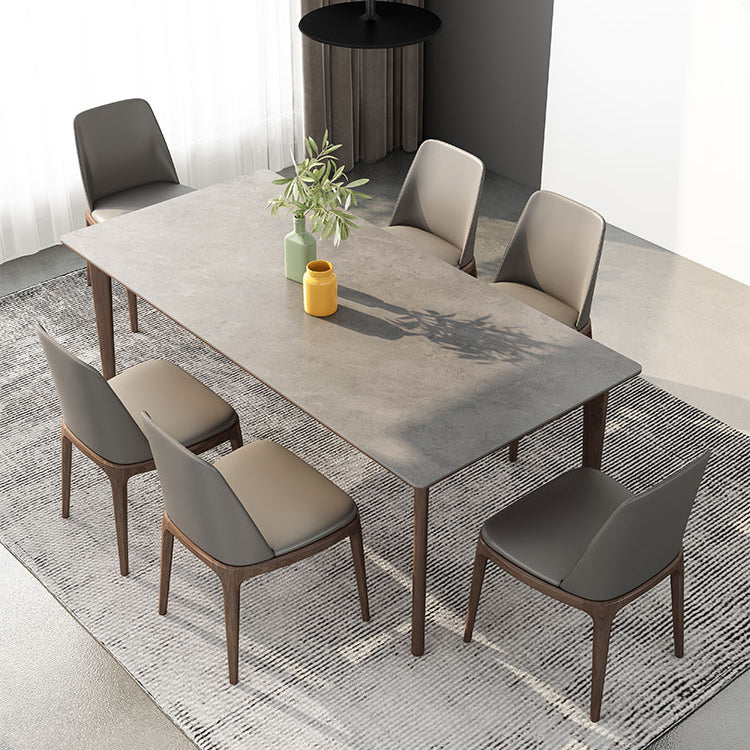 Mid-Century Sintered Stone Gray Table Rectangle Shape Standard Dining Table for Kitchen Clearhalo ' dining_table' 'Dining Tables & Seating' 'Dining Tables' 'furn' 'furn_dining_table' 'Furniture' 'furniture_dining_table' 'Kitchen & Dining Furniture' 'kitchen&dining_furn' 'kitchen' 'kitchen_dining_table' 4092170